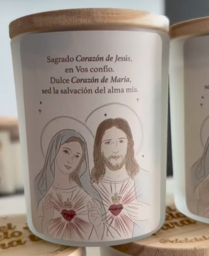 Vela del Sagrado corazon de Jesus y Dulce corazon de Maria.